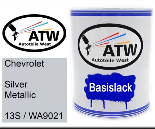 Chevrolet, Silver Metallic, 13S / WA9021: 1L Lackdose, von ATW Autoteile West.